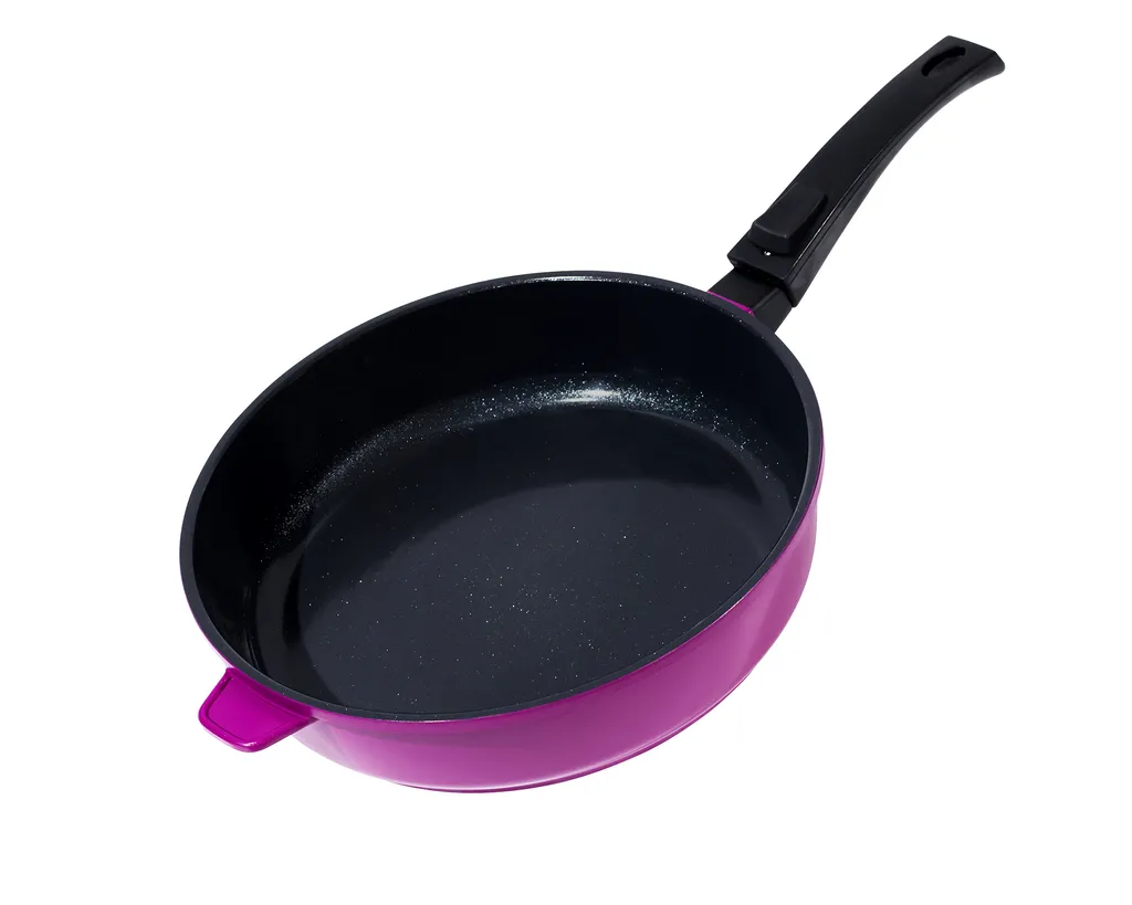 28cm diameter KING® BRILLANT frying pan made of cast aluminum / Color: berry / with removable handle