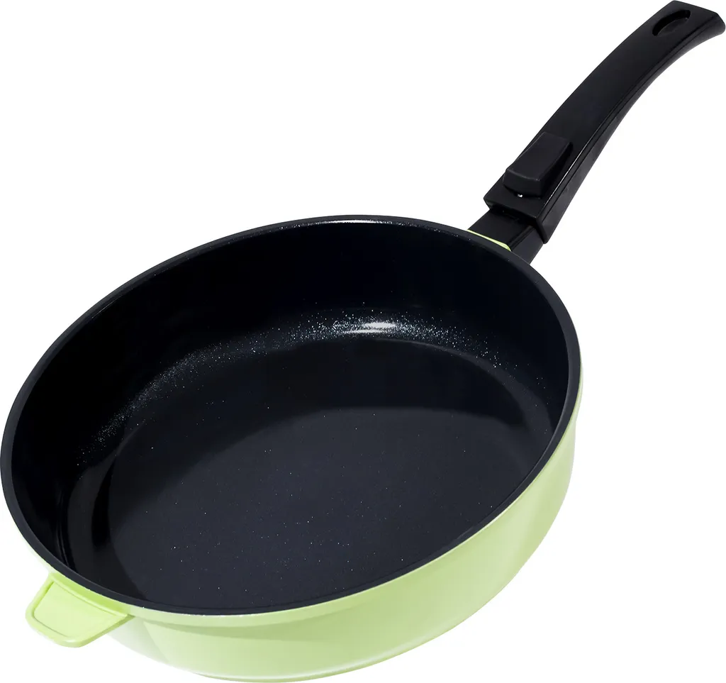 28cm diameter KING® BRILLANT frying pan made of cast aluminum / Color: green / with removable handle