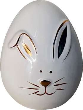 Dekorieren & Einrichten Ceramic egg with golden rabbit face, white, 1 piece