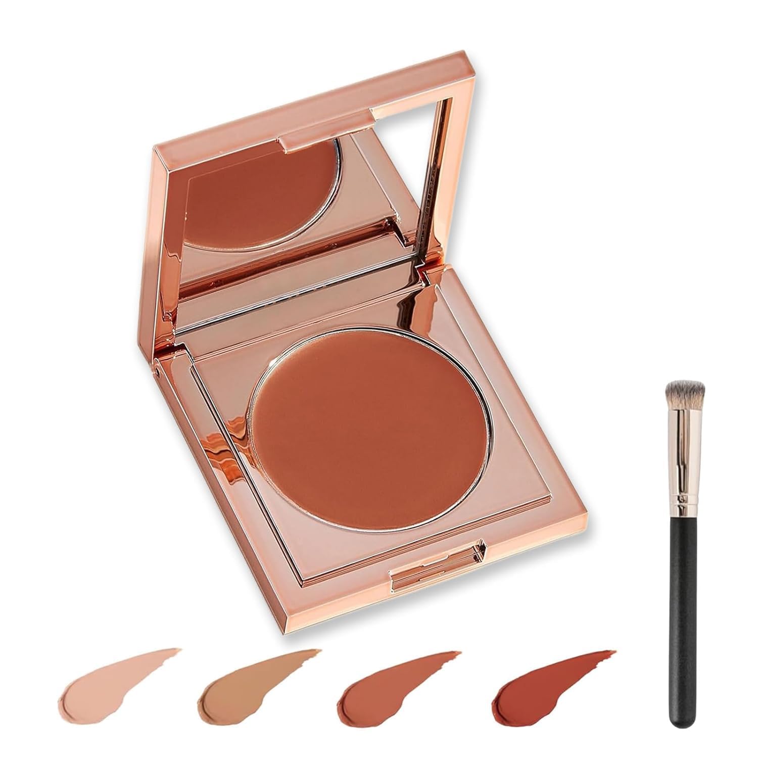 FLLUOUZH Coloured Clay CC Undereye Corrector with Brush, Under Eye Concealer and Colour Corrector for Dark Circles, Hydrating and Long Lasting Foundation (03-Orange)