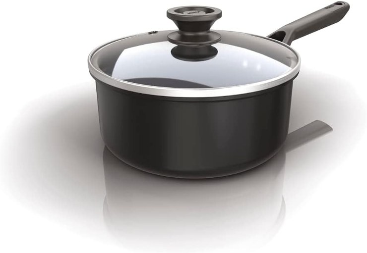Ninja ZEROSTICK Classic CW50218UK Saucepan 18 cm Aluminum Induction Compatible Dishwasher Safe Oven Safe up to 180°C Glass Lid Black