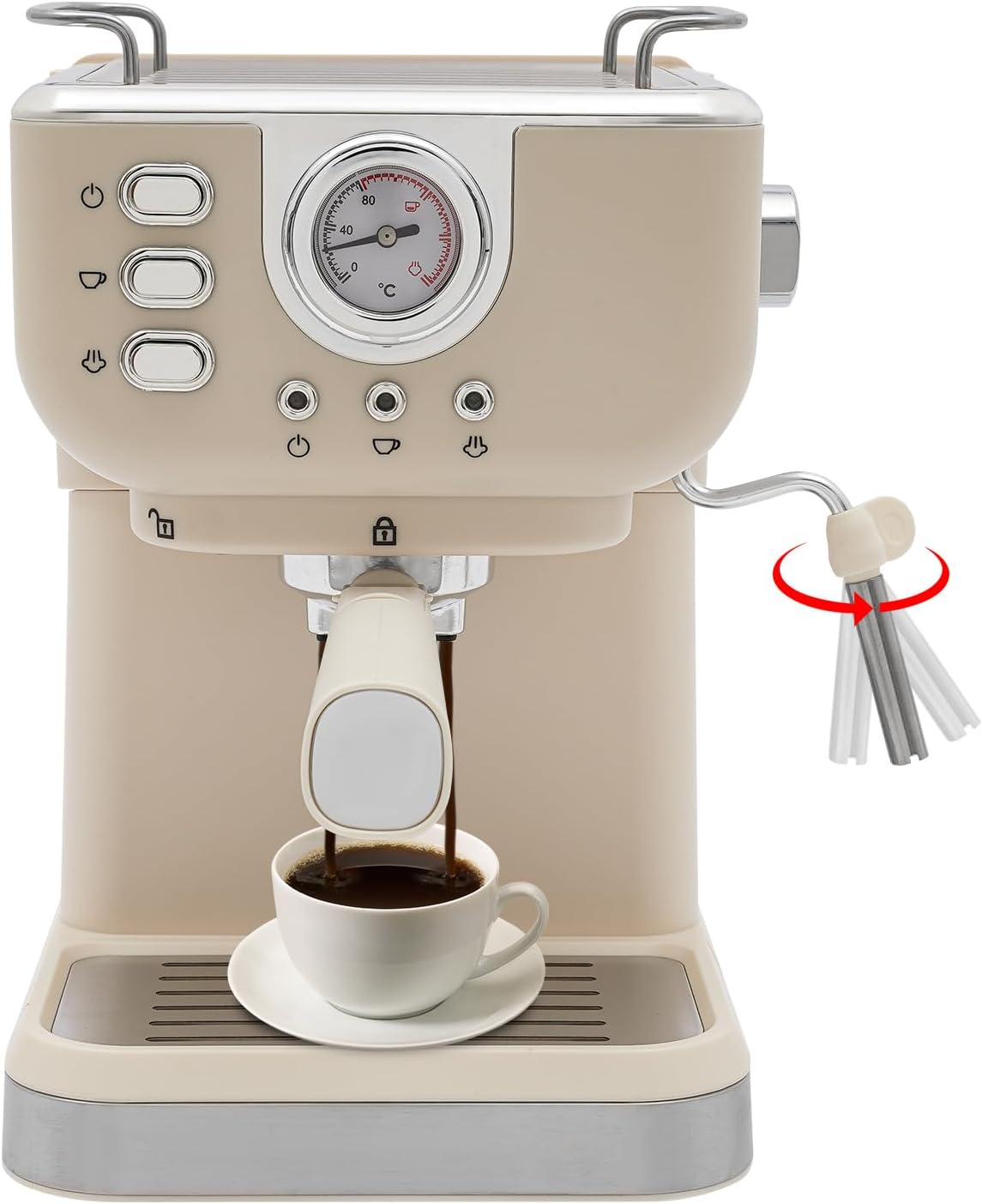 Semi-Automatic Espresso Machine 20 Bar Espresso Portafilter Machine with Milk Frothing Function 1.5 L Compact Espresso Coffee Machine 1050 W Coffee Machine Small for Mocha Latte Caramel Macchiato