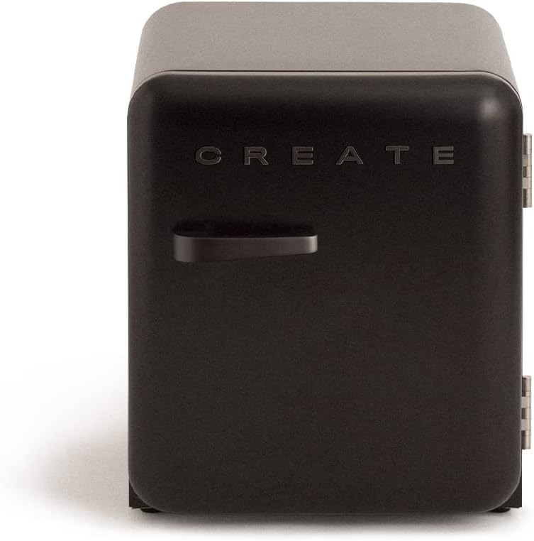 CREATE Retro Fridge 50 Black / Fridge in Black, Handle Black / 85 W, Mini Bar, One Shelf, Retro Design, 50 cm, Two Shelves, 48 ​​L Capacity, Energy Saving, 50 x 44 x 49.8 cm