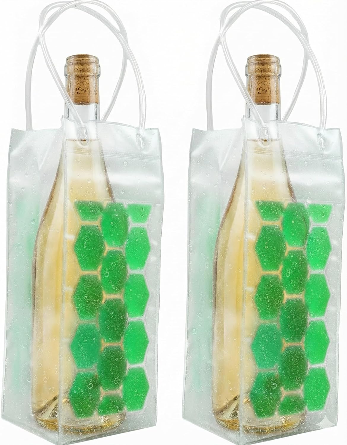 Wine Cooler Bag, Ice Bag for Wine, Beer Bottle (2 Pack) Instant Cooling and Keep Your Drink Cold, Keep Cool and Chill Champagne, Wine (Green)