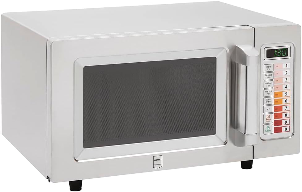 METRO Professional GMW1125 Microwave Stainless Steel 51.1 x 43.2 x 31.1 cm, 25 L, 100 Programs, 60 Minute Timer, 5 Power Levels, for Plates up to Diameter 30.5 cm, Silver