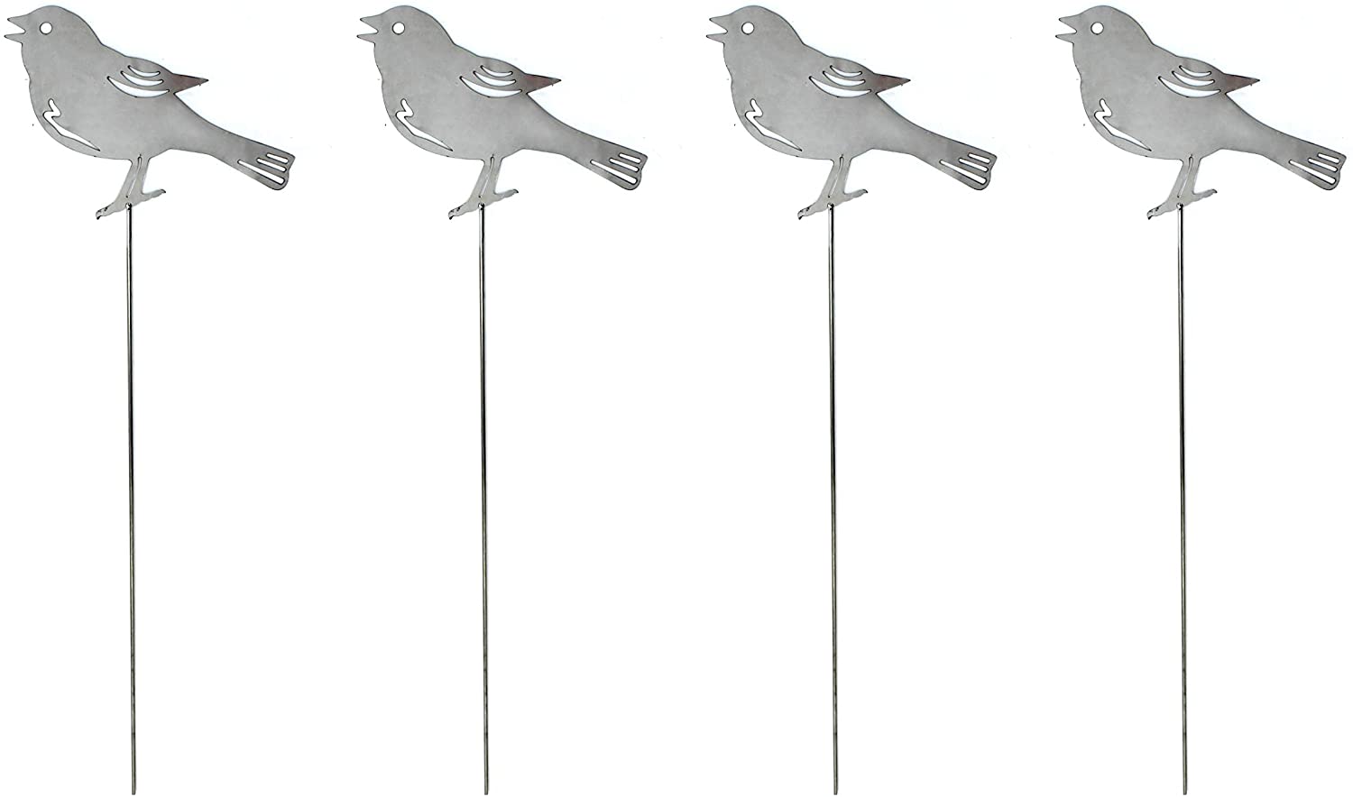 DARO DEKO Daro Decoration Metal Garden Plug Bird Silver High Gloss 12 X 8.5 Cm 30Cm R