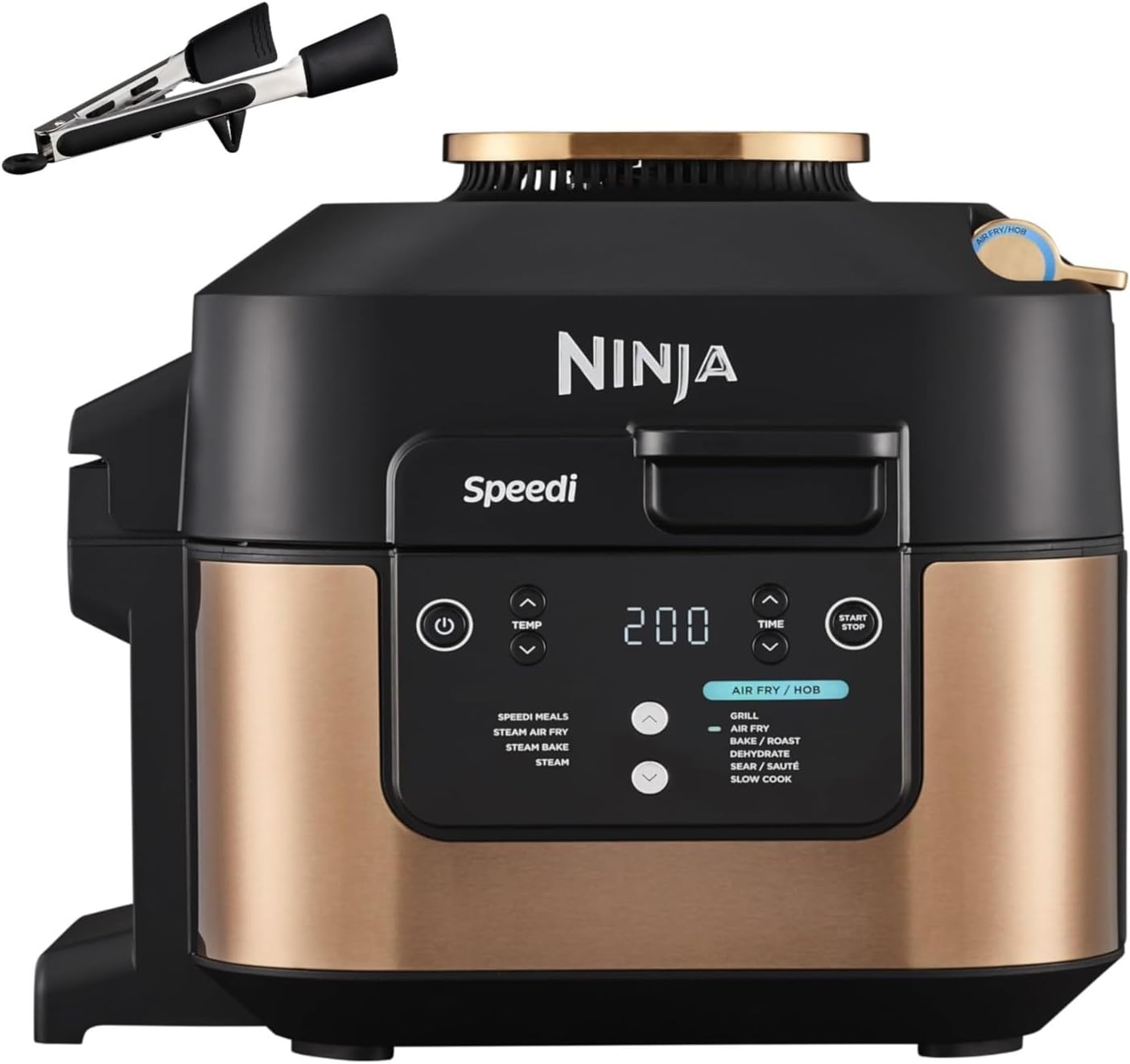 Ninja Speedi Multicooker, 5.7 L, 10-in-1 Multicooker, Airfryer Hot Air Fryer, Slow Cooker, Slow Cooking, Grilling, Baking, Black & Copper ON400EUCP