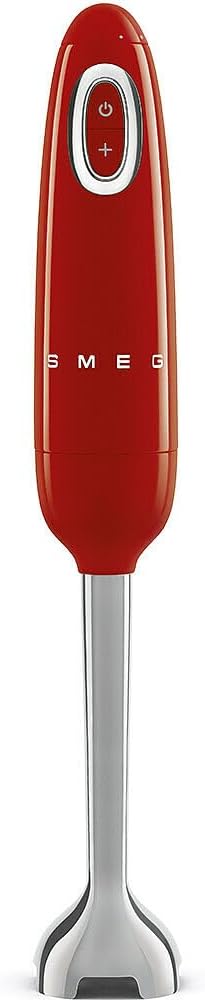 Smeg, HBF11RDEU Hand Blender Turbo Function and Flow Blend Cutting System with Non-Slip Handle Integrated Cable Reel Accessories Not Included Power 700W Red