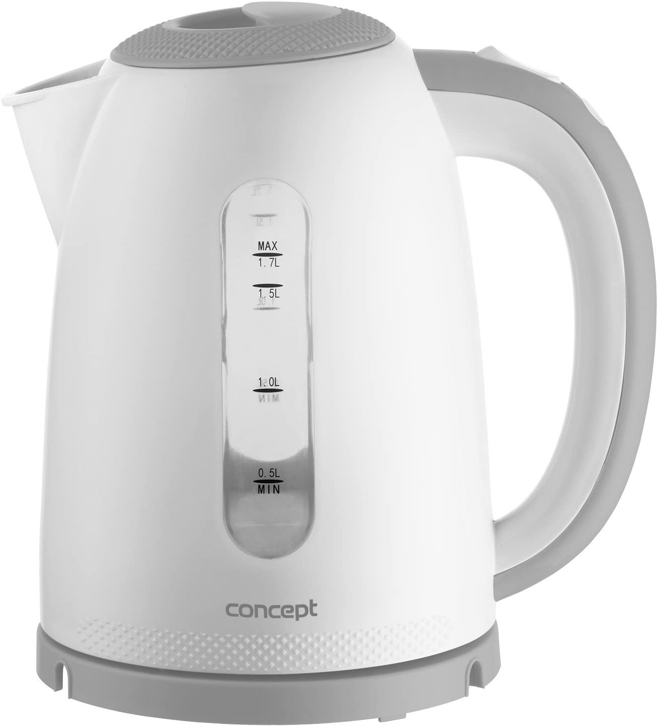 CONCEPT Hausgeräte RK2335 Wireless Plastic Kettle Palette, 3D Decor, Modern Design, Available in 6 Colours, 1.7 L, 2200 W, Grey