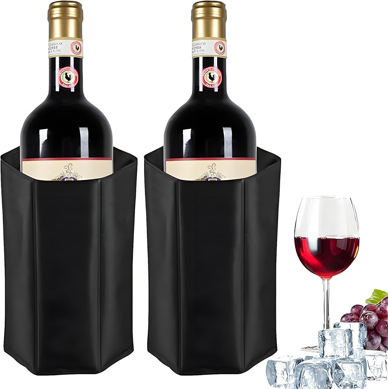 Begonia Pack of 2 Wine Cooling Cuffs, Wine Cooler Cuffs, Bottle Coolers, Ice Bag Cooling Cuff for Wine & Champagne, On the Go, Wine Cuff, Beer Wine Bottle Cooler, Champagne Cooler Sleeve Cuffs
