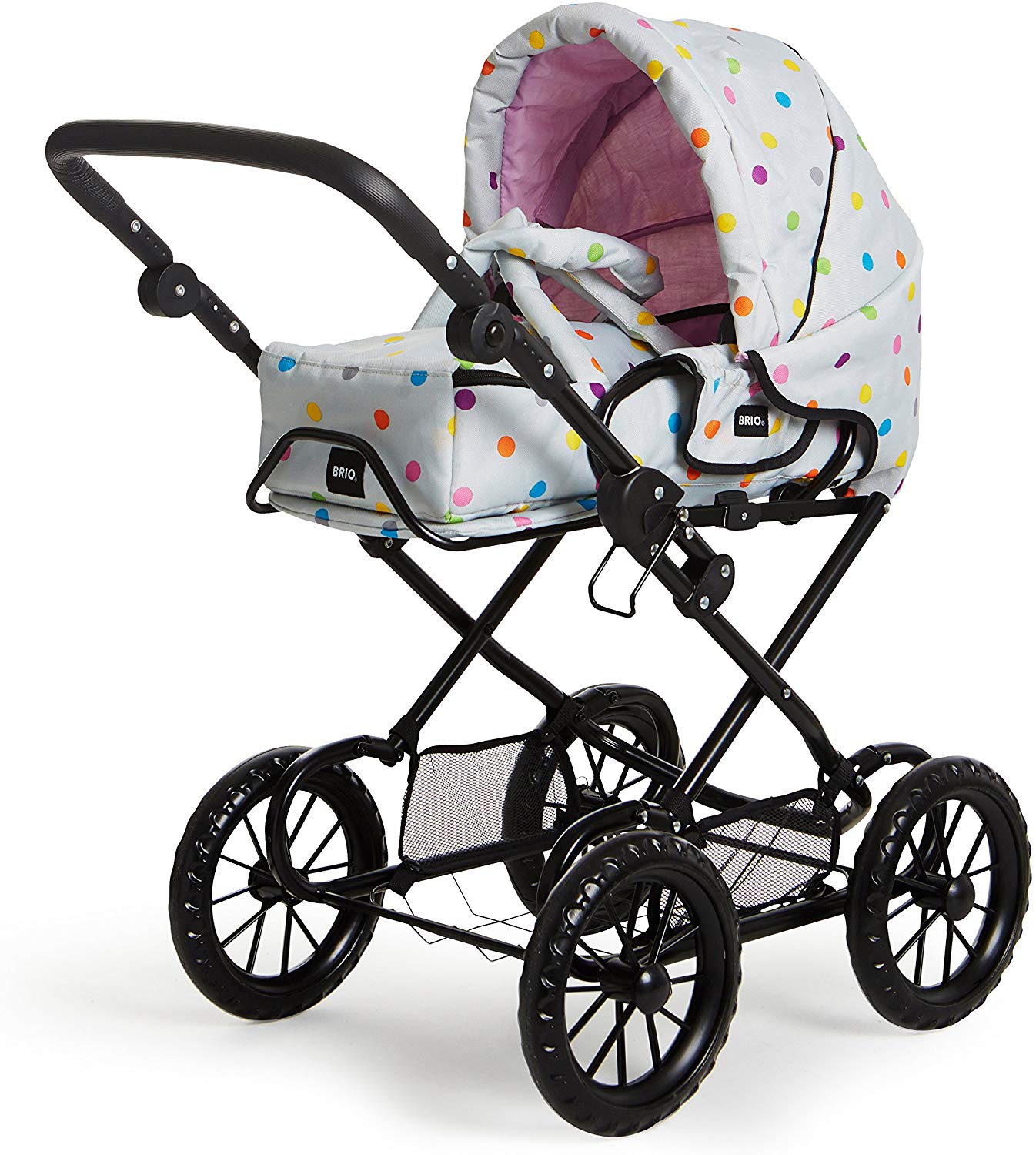Brio Grey Polka Dot 24891359 Dolls Pram Combi Dolls Pram