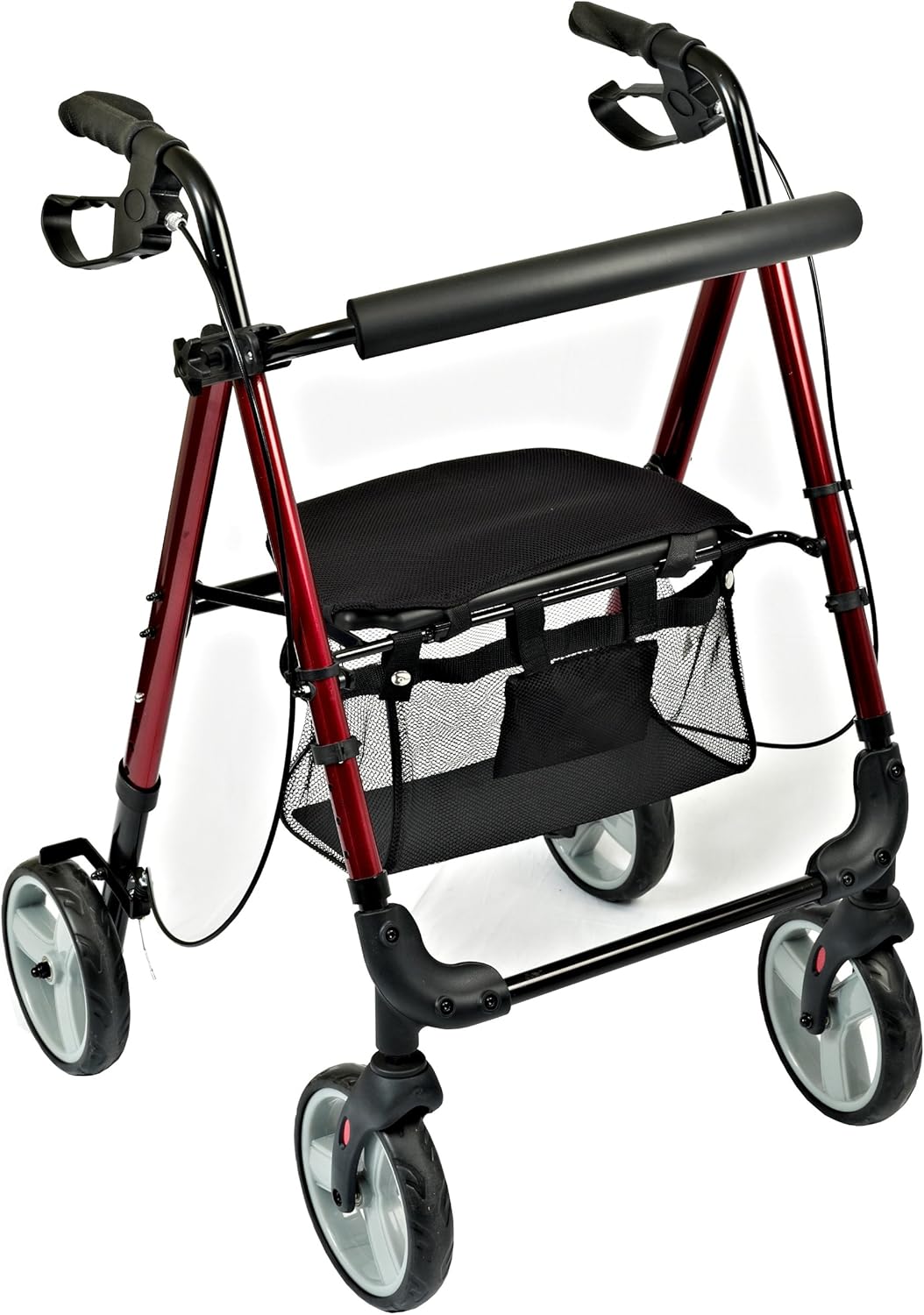 NRS Healthcare M87719 Lightweight Four Wheeled Rollator with Seat - FOLDABLE & ADJUSTABLE (Eligible for VAT relief in the UK)