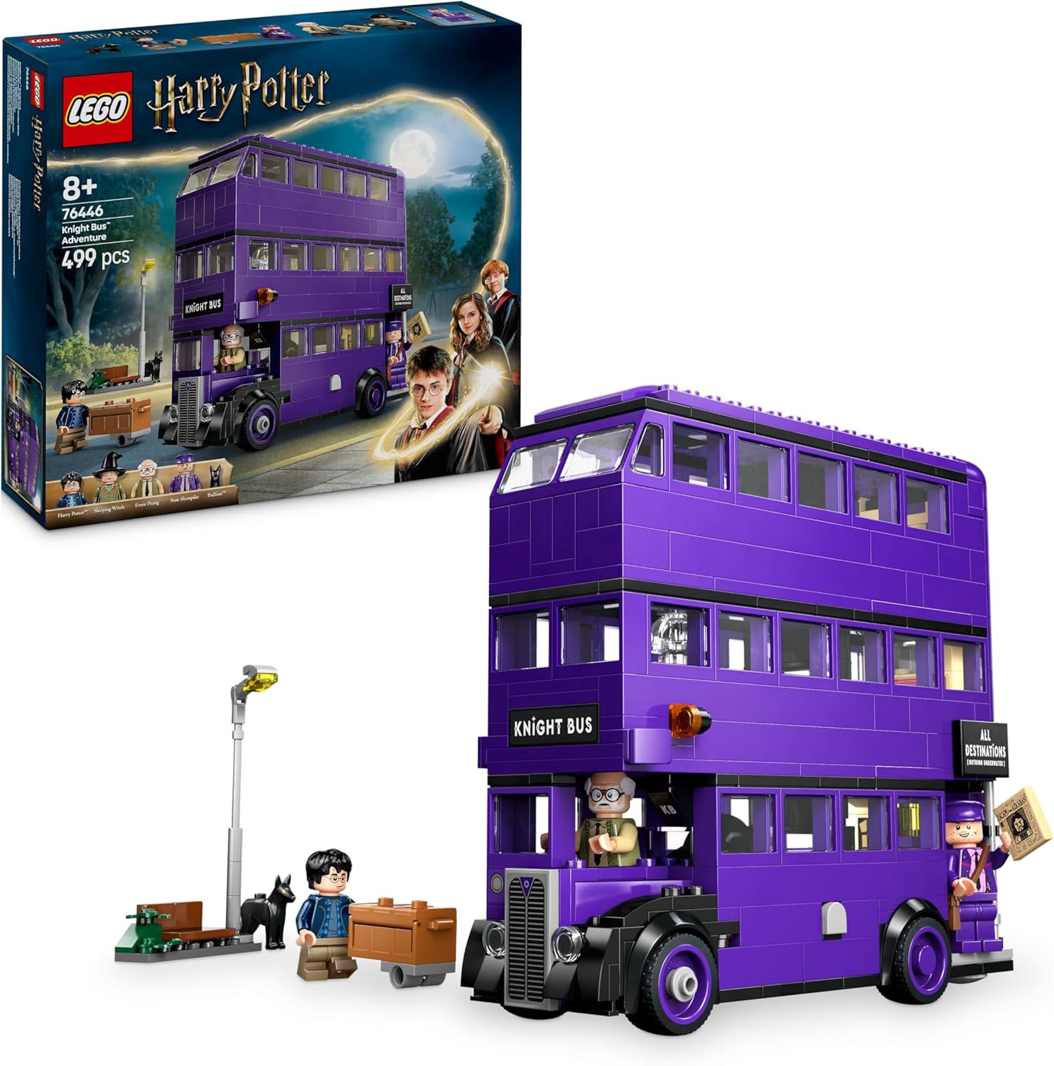 LEGO Harry Potter Knight Bus Adventure with 5 Collectible Minifigures incl. Ernie Prang and Stan Shunpike, Detachable Triple Decker Vehicle Toy for Wizarding World Fans, 8+ Year Old - 76446
