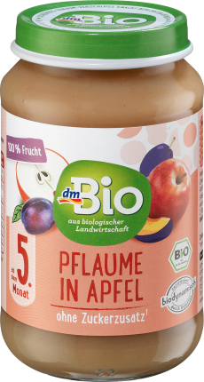 dmBio Fruits plum in apple from the 5th month, Demeter, 190 g