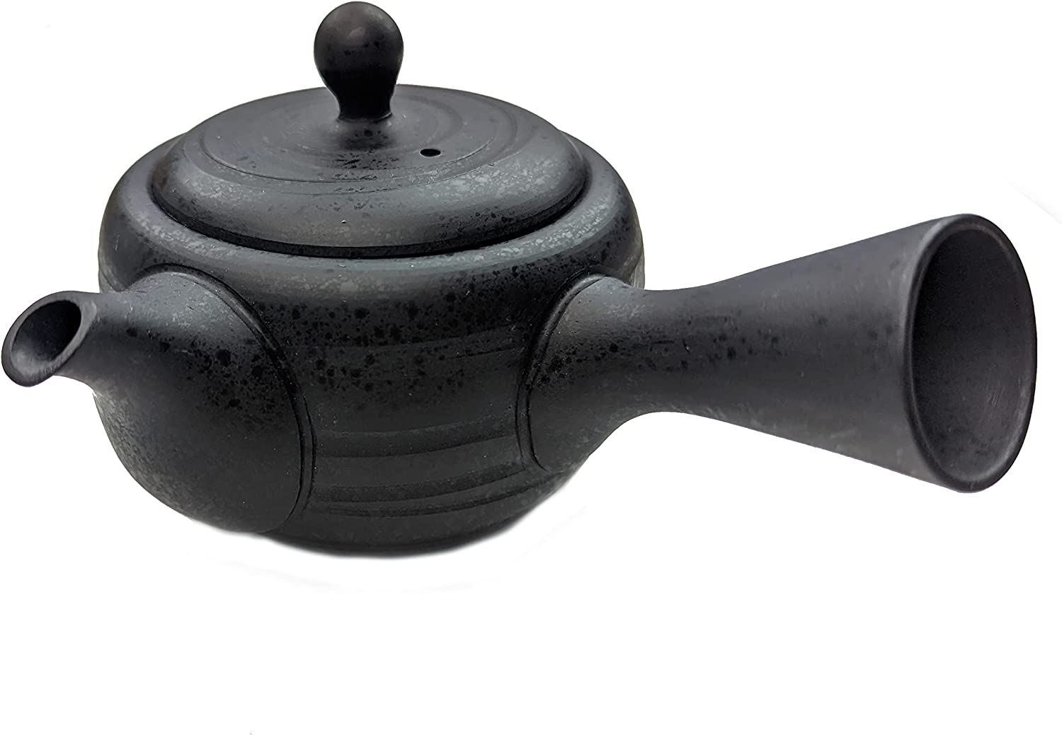 TeaClub Kyusu Japanese Ceramic Teapot with Stainless Steel Tea Strainer, Japan One-Handed Teapot Black 200 ml