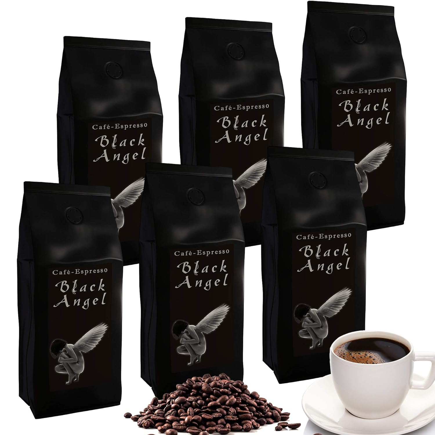 Angel Serie Espresso Coffee Beans / Cafe Black Angel 6 x 1000 g Gastro Pack for Fully Automatic Machines