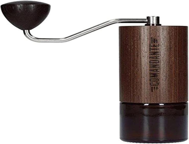 Comandante Coffee Grinder Glass Chocolate Fineline Silver Brown