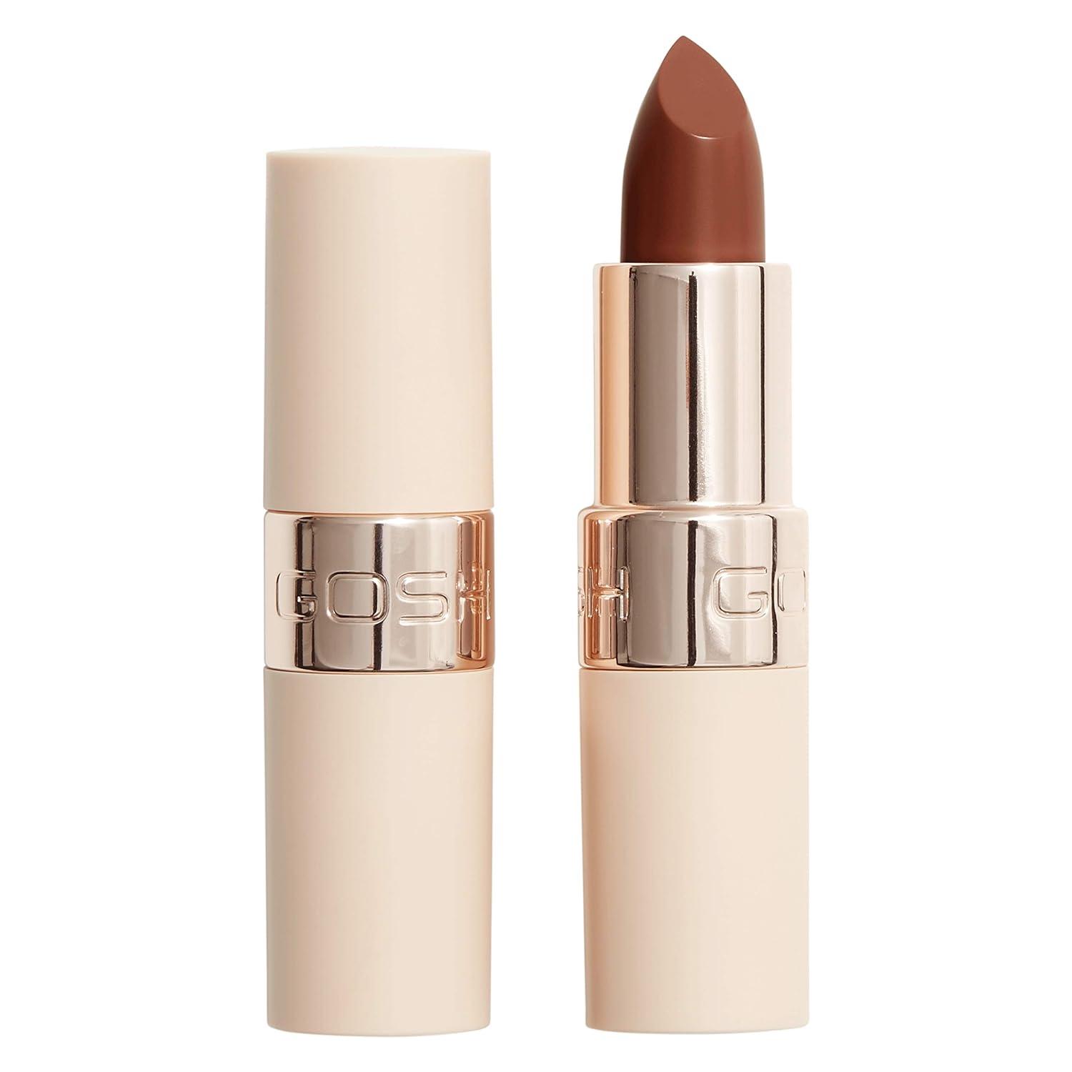 Gosh Luxury Nude Lipstick with Light Shimmer, Intense Nude Tones for Natural Results, Moisturises Soft Lips, Long-Lasting, Fragrance Free & 100% Vegan, 004 Exposed