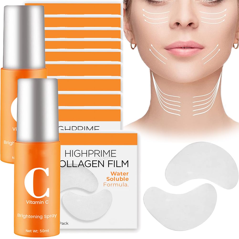 ZANLION Soluble Collagen Film Face, Yidkx ™ Dermalayr Technology Soluble Collagen Film, Collagen Film for Face, Highprime Collagen Film for Face, High Prime Collagen Film (10 Packs, 2 Bottles)