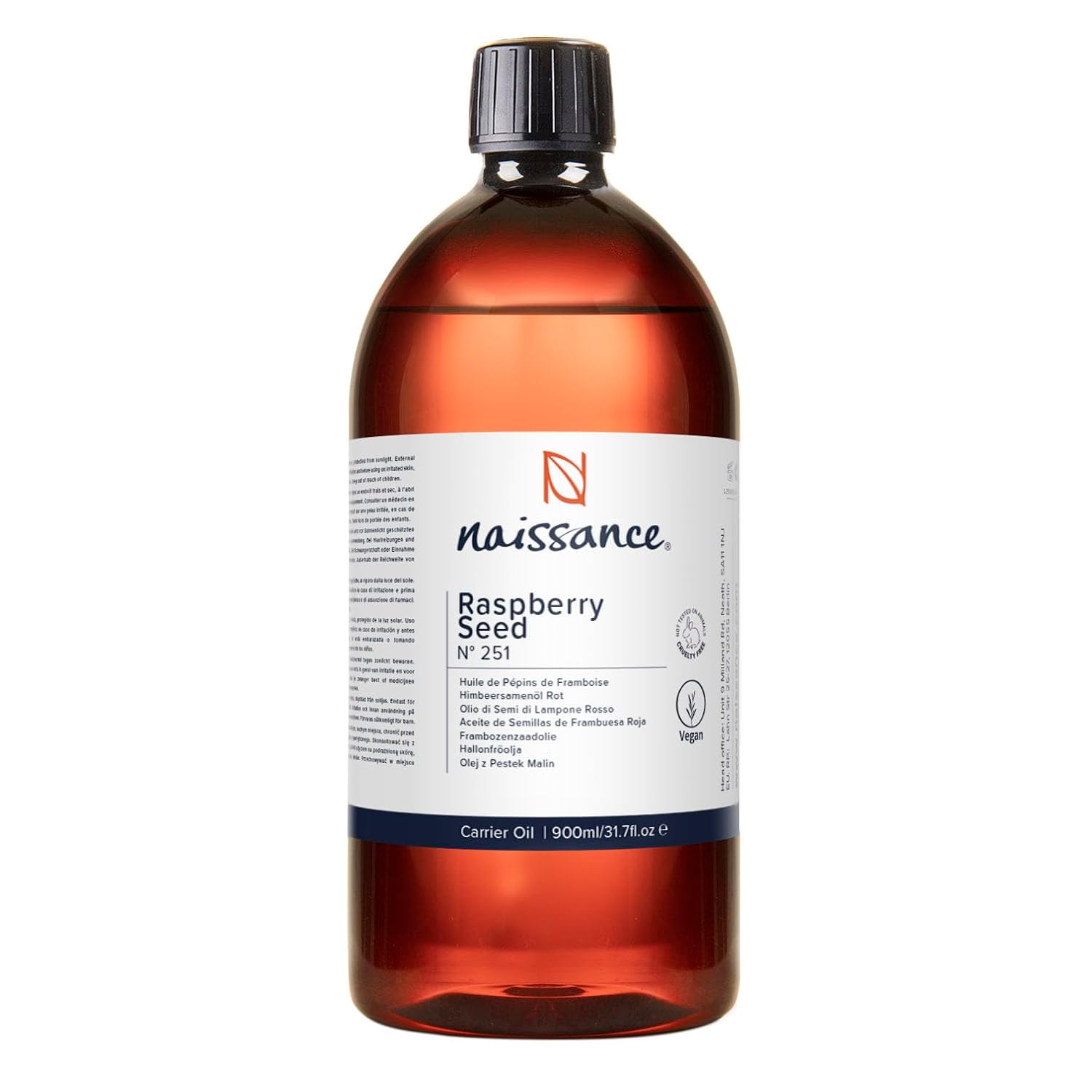 Naissance Raspberry Seed Oil (No. 251) - 900 ml - Natural Care Oil for Face, Body, Hands and Hair