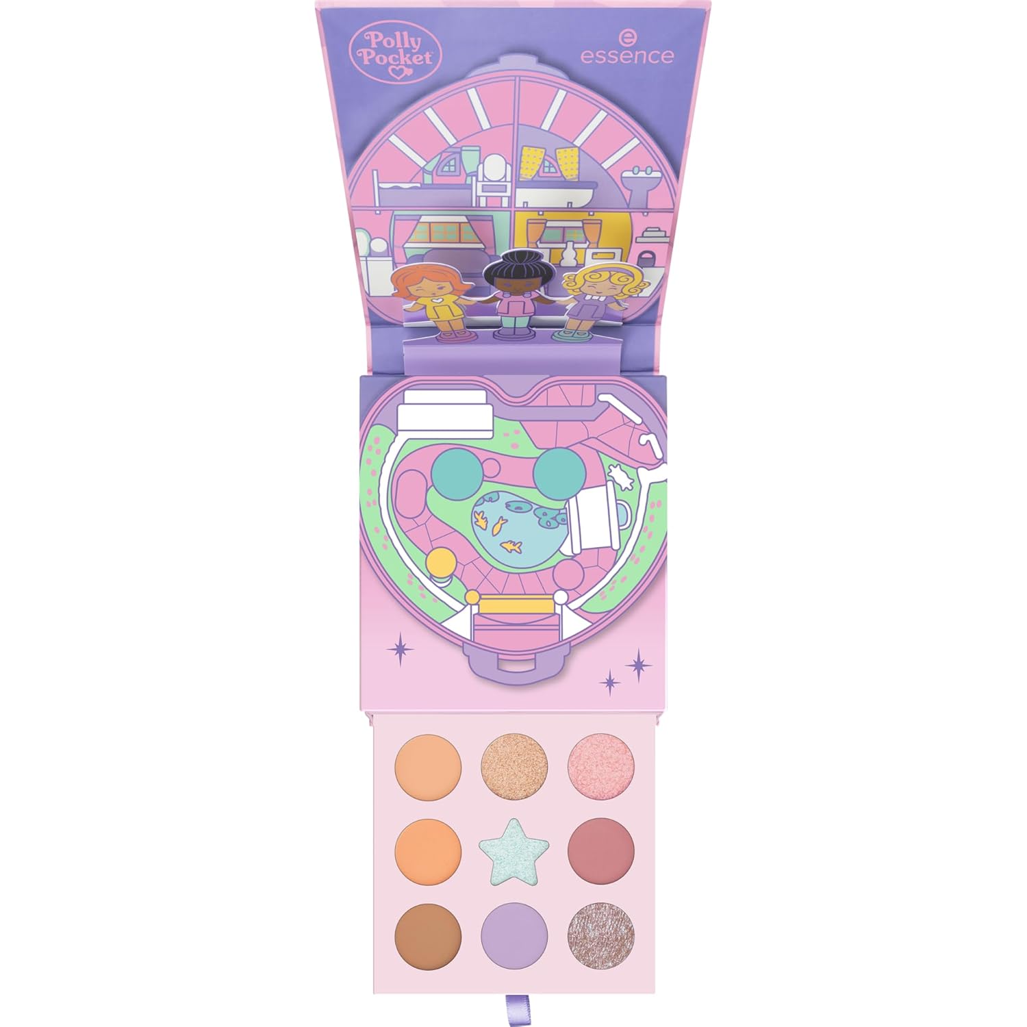 essence Polly Pocket Eyeshadow Palette, No. 01, Multicolored, 9 Colors, Shimmering, Intensive Color, Matt, Vegan, No Microplastic Particles, Nanoparticles Free, No Perfume, Pack of 1 (7.4 g)