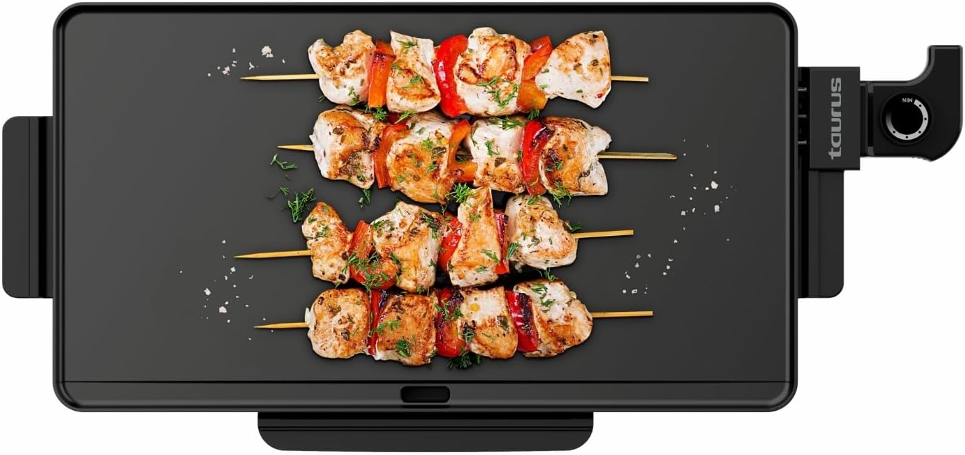Taurus Steakmax 2200 Non-Stick Grill Plate with PFOA Free, 2200 W, Large Surface 49 x 27 cm, Easy Cleaning, Grease Tray, Non-Slip Feet, Black