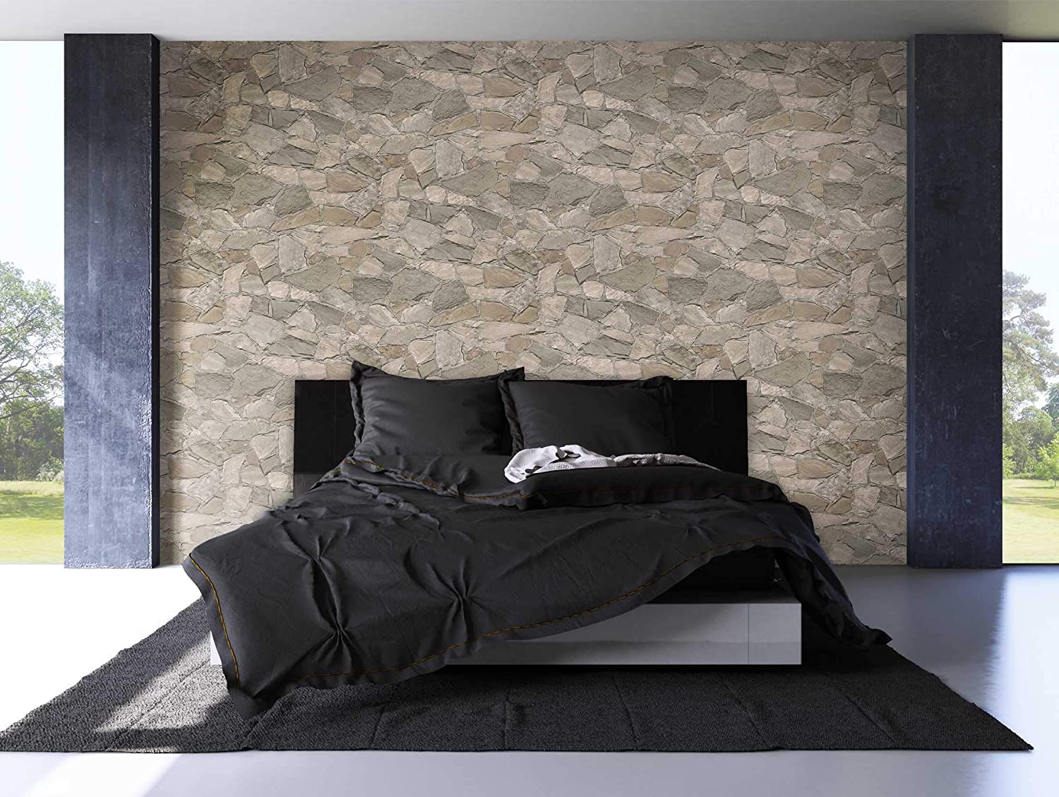 Newroom Design Newroom Wallpaper Stone Wallpaper Brown Modern Loft Design 3D Look Wallpaper Brick Stone Masonry including Wallpaper Beige Non-Woven Wallpaper Guide