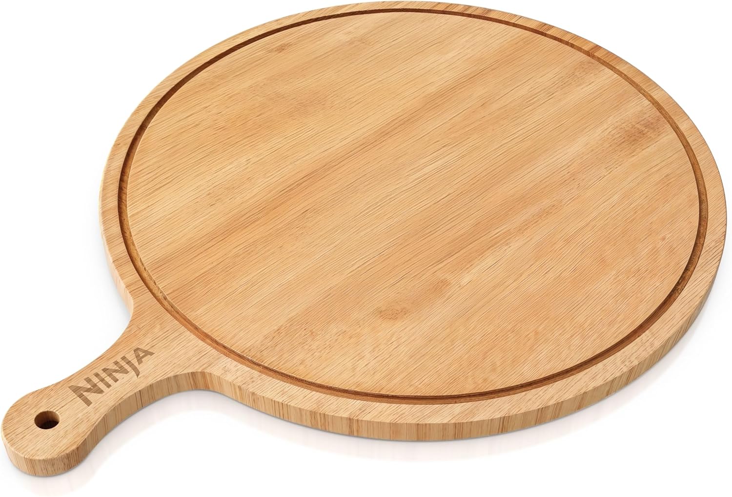Ninja Pizza Cutting and Serving Board Official Ninja Accessories 100% Bamboo Wood for 30cm Pizza with Blade Guard XSKSERBOAEUK