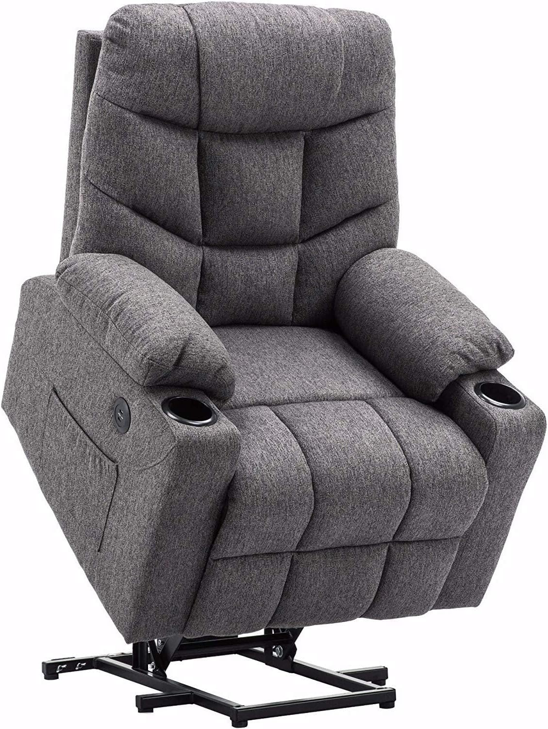 MCombo Store MCombo Electric Riser Recliner TV Chair with 2 USB Ports - Fabric, Dark Grey, 7286DE