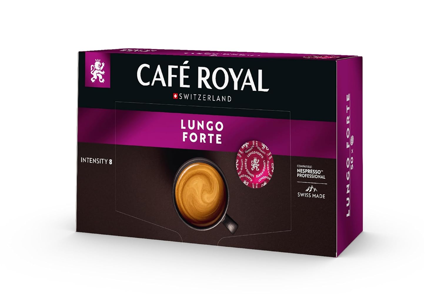 Café Royal Professional Pads, Lungo Forte, 50 Nespresso (R) Professional Compatible Pads for Office and Catering, Rainforest Alliance Certified, 100% Arabica Coffee, Intensity 8