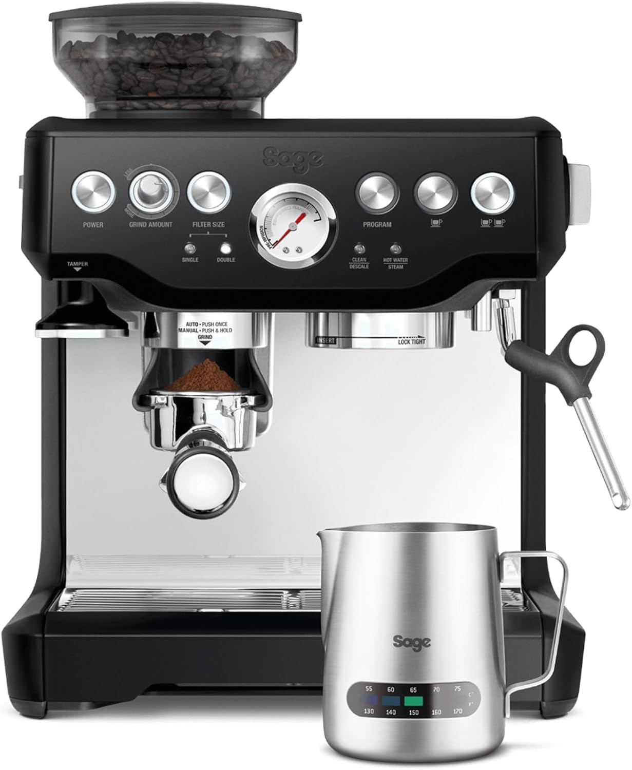 Sage Barista Express Espresso Machine and Coffee Maker, Bean to Cup Coffee Machine, SES875BTR, Black Truffle