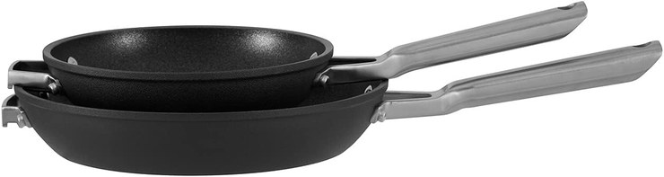 Ninja ZEROSTICK Stackable Cookware Frying Pan Set, Non-Stick Space Saver, 20/26 cm Frying Pans, Durable, Hard Anodized Aluminum, Induction Compatible, Grey, C52000UK