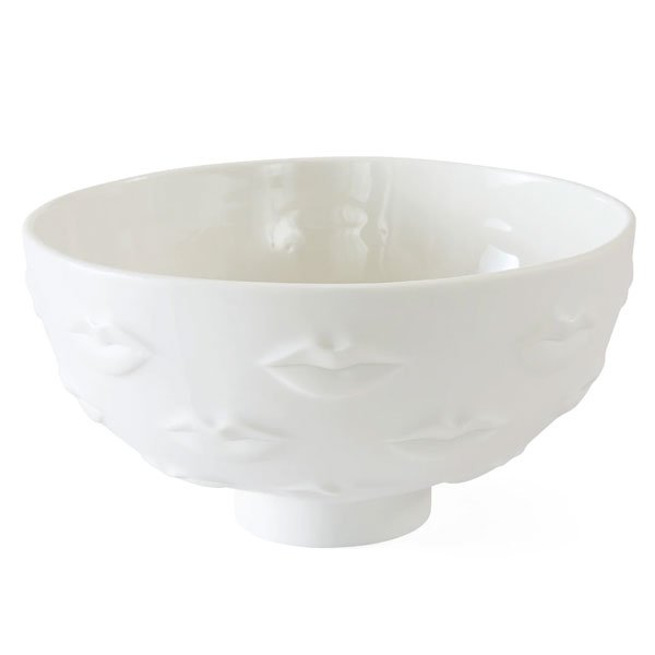Gala Bowl Kissing Lips White Fruit Bowl by Jonathan Adler -
