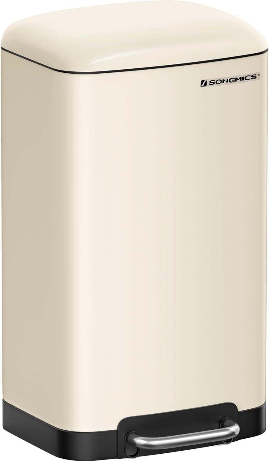 SONGMICS Kitchen Waste Bin 30L Steel Pedal Bin Lid Inner Bucket Soft Close Cloud White LTB001A01