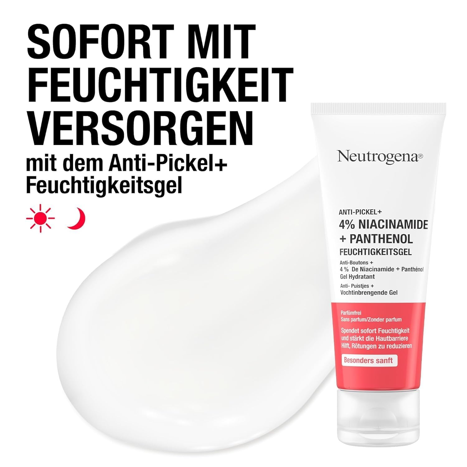 Neutrogena Anti-Pimple + Moisturizing Gel 4% Niacinamide + Panthenol (50 ml) - Fragrance-Free for Gentle Care for Blemished Skin (Pack of 2)