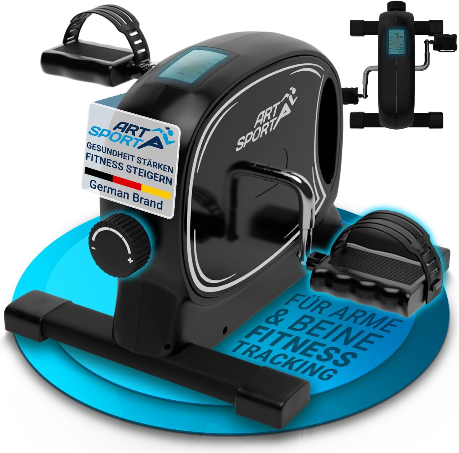 Juskys Store Juskys Sportivo Pedal Trainer, Quiet Exercise Bike, Fitness Equipment, Seniors, Arm Trainer, Leg Trainer, Mini Bicycle for Home