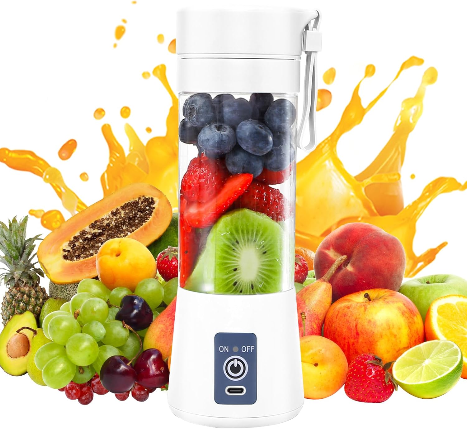ChicSolis Portable Mixer for Smoothies and Shakes, 380 ml Mini Mixer with 6 Stainless Steel Blades, Rechargeable Type C, Mini Stand Mixer for Travel, Kitchen