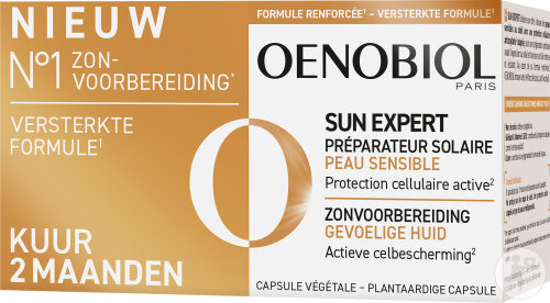 Oenobiol Sun Expert Sunscreen for Sensitive Skin, Enhanced Formula, 2 x 30 Capsules