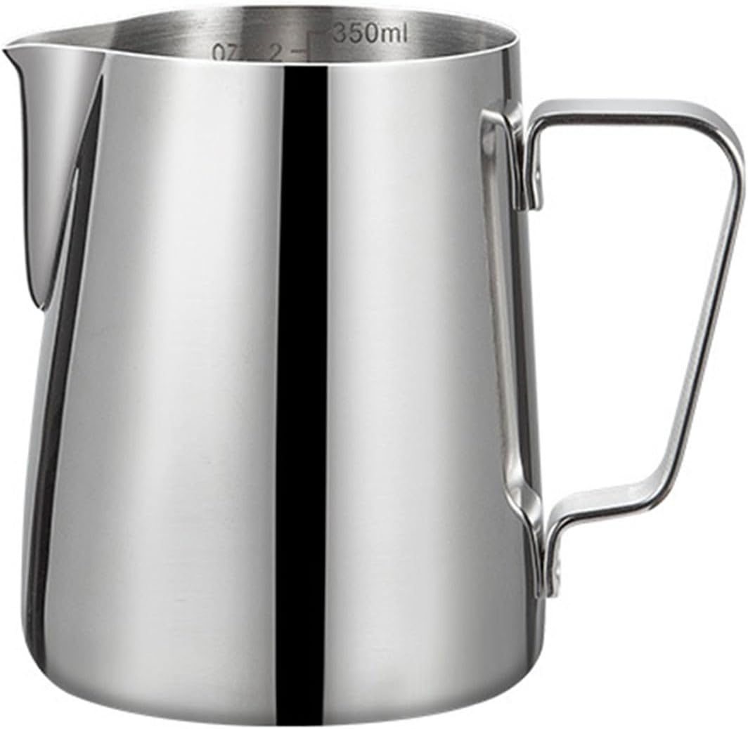 Erbo Milk Jug Stainless Steel 350 ml, Milk Jug 304 Stainless Steel Small, Milk Jug for Milk Frothing Coffee Accessories, Espresso Jug, Milk Frother Jug for Espresso Cappuccino Latte Milk