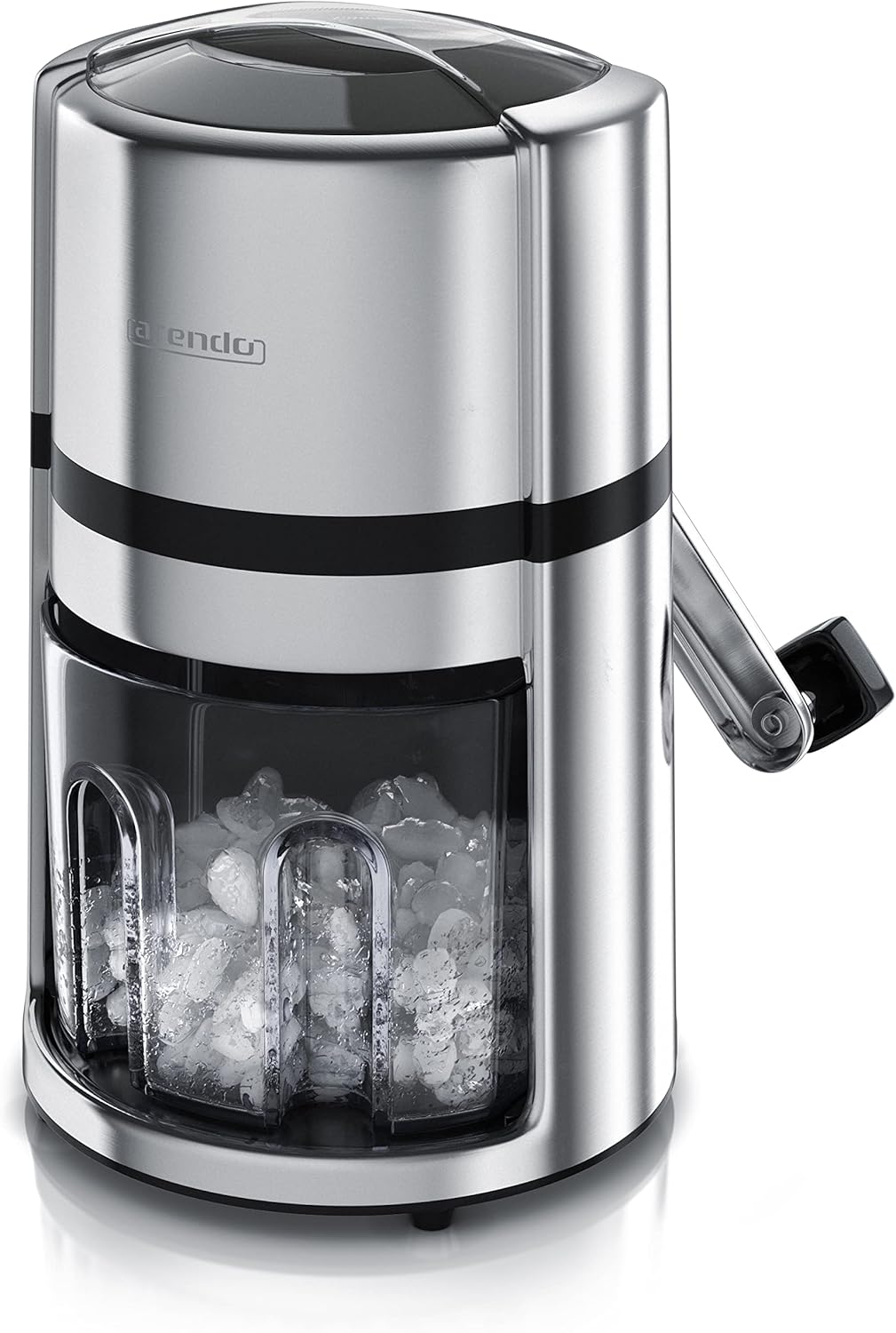 Arendo - Ice Crusher Stainless Steel 1.1 L Manual - Ice Crusher - Ice Crusher for Cooling and Keeping Fresh - Powerless Operation, Can Be Used Anywhere - Easy Removable Collection Container - Chrome