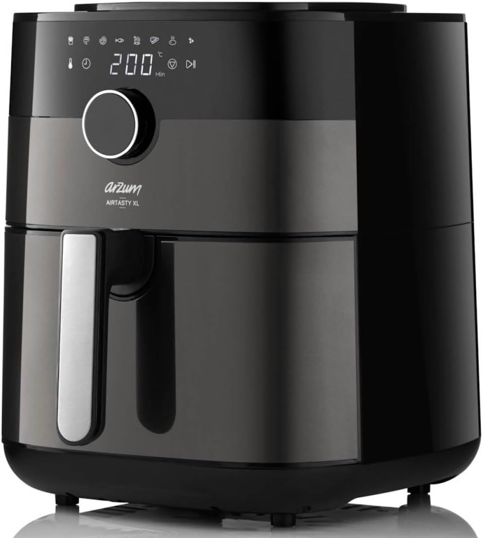 Arzum Store Arzum 6L Hot Air Fryer, Black, 8 Preset Cooking Programmes, Airfryer, Oil-Free, Healthy Frying, Time and Temperature Adjustable, Dishwasher Safe, Grey