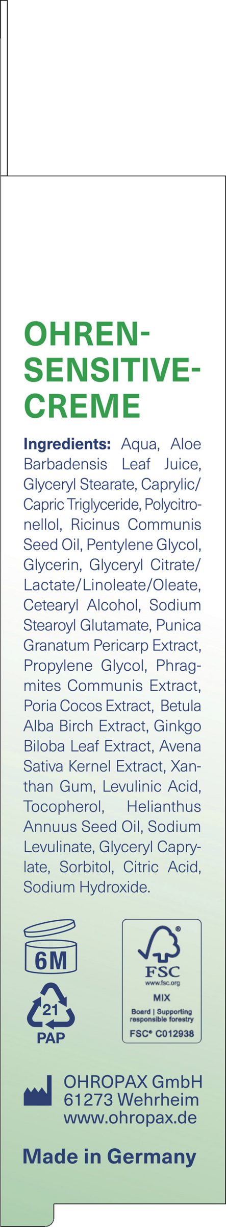 Ohropax Ear Sensitive Cream