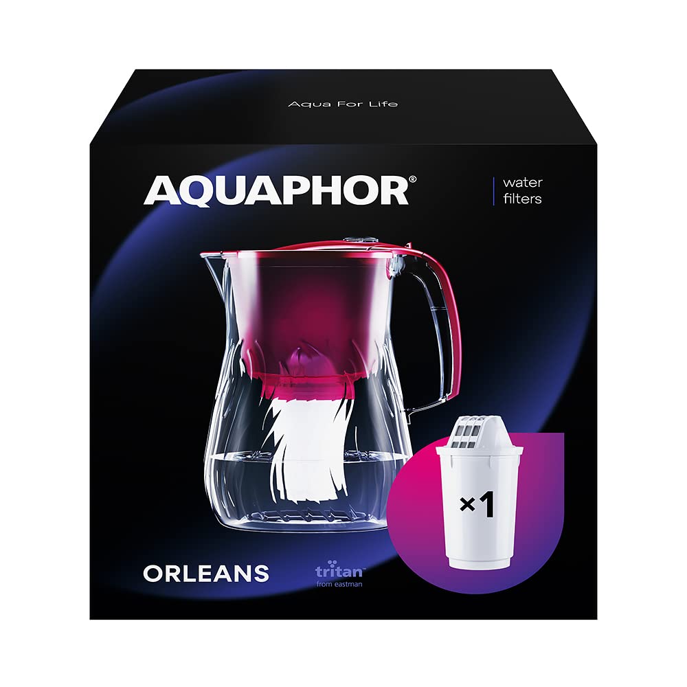 AQUAPHOR Orleans 500753 Water Filter Jug with 1 x A5 350L Magnesium Cartridge Reduces Chlorine and Limescale 4.2L Capacity Plastic