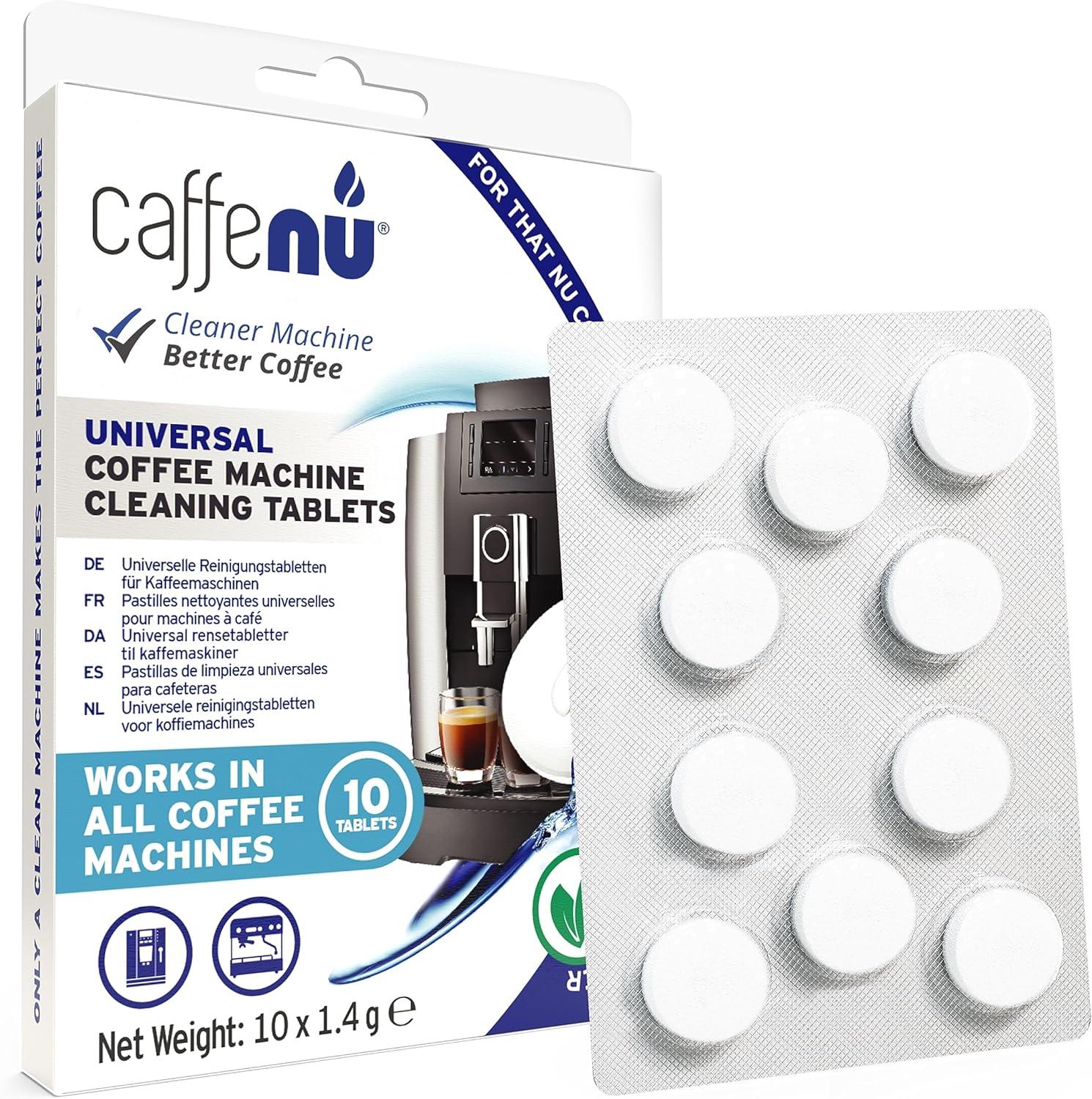 Caffenu | Coffee Machine Cleaning Tablets | 10 x 1.4g Tablets | Coffee Machine Cleaning Tablets Used Every 100 Cups | Car, Filter and Espresso Machine Cleaning Tablets | Used with Descaling
