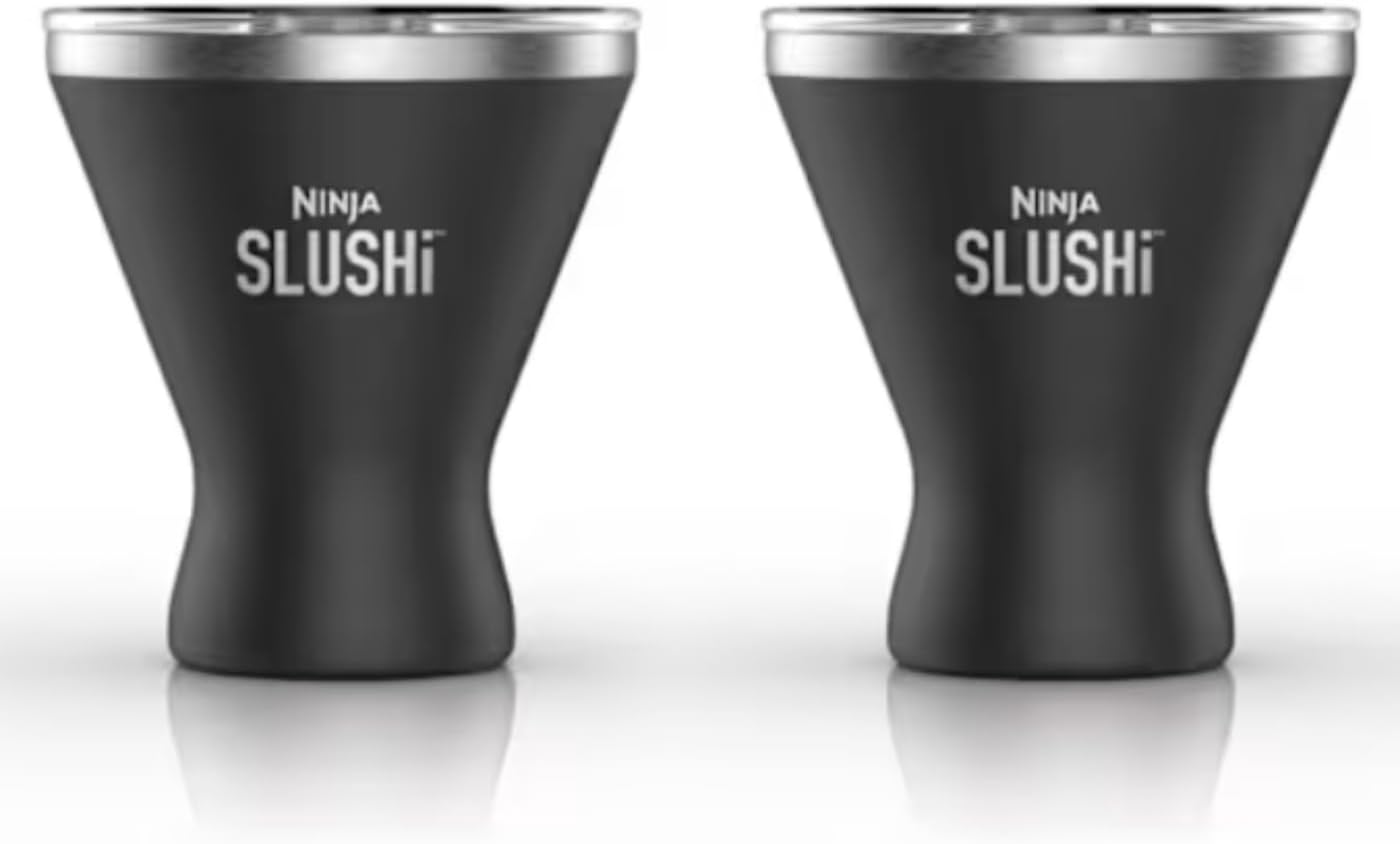 Ninja SLUSHi Set of 2 10oz Insulated Cocktail Cups with Lids Official Ninja SLUSHi Accessories Black XSKMRG2BKEUK