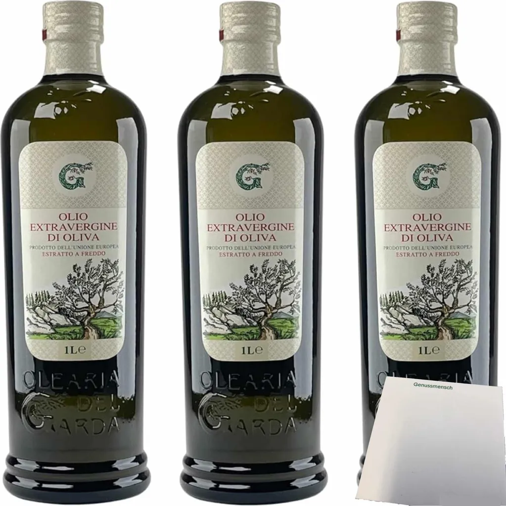 Olearia Del Garda Extra Virgin Olive Oil 3-pack (3 x 1000ml bottles) + usy Block 3000 ml