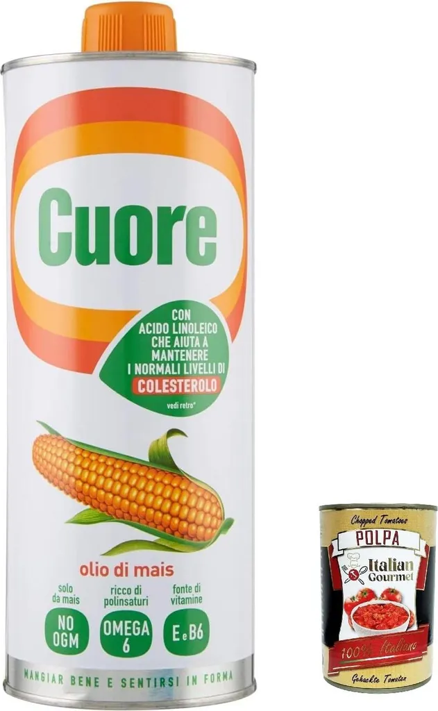 Olio cuore olio mais from Italy Corn seed oil Corn caim oil Corn oil Corn Oil 1Lt + Italian Gourmet polpa 400g