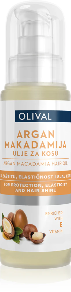 Olive Argan and Macadamia Argan Oil for more shine and strength of the hair