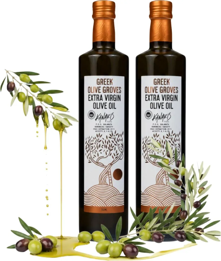 Kanakis Olive oil - 2 x 0.75 L - Cold-pressed - Fruity aroma - From Greece - In glass jars - EV Classic - Olive oil set 1500 ml