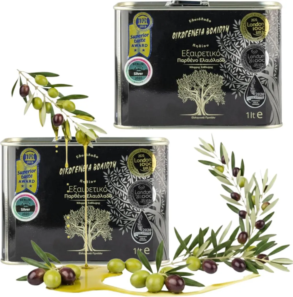 Voliotis Olive Oil - 2 x 1 L - Unfiltered - Fruity Taste - Cold-Pressed - Extra Virgin - EV Black - Olive Oil Set 2000 ml